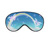 Sleeping Mask Rainbow and Magic Butterflies Sleep Eye Mask Blindfold with Adjustable Strap Blue Sky and Cloud Soft Eye Cover for BlockingLights