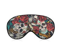 Sleeping Mask Vintage Skull Rose Sleep Eye Mask Blindfold with Adjustable Strap Day of The Dead Soft Eye Cover for BlockingLights