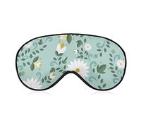 Sleeping Mask White Flowers and Leaves Sleep Eye Mask Blindfold with Adjustable Strap Spring Floral Pattern Soft Eye Cover for BlockingLights