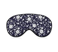 Sleeping Mask White Small Flowers Sleep Eye Mask Blindfold with Adjustable Strap Dark Blue Background Soft Eye Cover for BlockingLights
