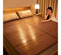Sleeping Mat, Foldable Bamboo Cooling Mattress Topper, Breathable Ice Silk Sleeping Pad for Single/Double Bed, Portable Floor Mat