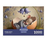 Sleeping Mouse Egg 1000 Pc Puzzles for Adults Kids - Mouse in Eggshell Bed with Bluebells Jigsaw Puzzle Educational Game Challenge Wall Decoration70x50cm/1000pcs