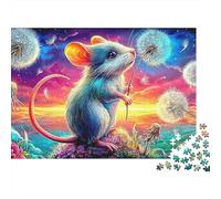 Sleeping Mouse Jigsaw Puzzle - 300 Piece Cartoon Style Relaxing Brain Teaser & Home Décor Challenge (Family Fun, 12+)