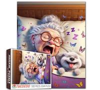 Sleeping Old Woman Jigsaw Puzzles 1000 Pieces for Adults | Happy Grandma Jigsaw Puzzle Challenging Family Activity Games Unique Home Decor Gifts 19.7 x 27.6 Inch