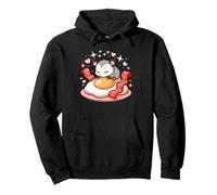 Sleeping Opossum On Bacon And Fried Egg Hearts Pullover Hoodie