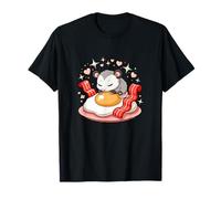 Sleeping Opossum On Bacon and Fried Egg Hearts T-Shirt