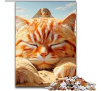 Sleeping Orange Cat JigsawPuzzle 1000 Pieces for Teenagers, Challenging Difficult Deal As Gifts for The Whole Family (50x75cm)