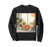 Sleeping Orange Tabby in Sunny Window Sweatshirt