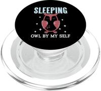 Sleeping Owl By Myself Funny Retro Night Bird Humor PopSockets PopGrip for MagSafe