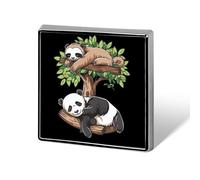 Sleeping Panda And Sloth Funny Lapel Pins Square Brooch Tie Suit Dress Accessories for Men Women Wedding Birthday