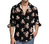 Sleeping Panda And Sloth Men's Long Sleeve Button Down Shirts Casual Regular Fit Shirt with Pocket