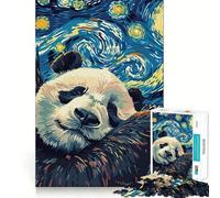 Sleeping Panda in Starry Night Style Jigsaw Puzzles 1000 Pieces for Teenagers Memory Upgrade Relaxing Fun Sharp Cut Art Collection Piece 38x52cm
