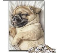 Sleeping Pug Jigsaw Puzzles for Teenagers 1000 Piece, Stress Reliever Staycation Kill Time Parent-child Interaction (size 50x75cm)