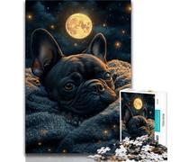 Sleeping Pug Puzzles for Teenagers Teens 1000pc Puzzle,Stress Reliever Staycation Kill Time with Matching Poster And Trivia Sheet (50x75cm)