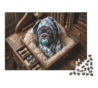 Sleeping Puppy 1000 Piece Jigsaw Vintage Study As A Gift Mental Relaxation Birthday Present for Mum Senior Leisure Enthusiasts 38x26cm/1000pcs