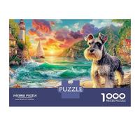 Sleeping Puppy 1000 Pieces Schnauzer Coast Cardboard Jigsaw for Casual Gamers Senior Centre Activity Missing Piece Guarantee 70x50cm/1000pcs