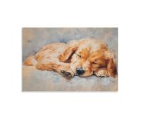 Sleeping Puppy Fine Adorable Golden Retriever Relaxing Dog Portrait Wall Art Paintings Canvas Prints Poster Artwork for Living Room Bedroom Bathroom Office Home Decor 20x30inch(50x75cm)