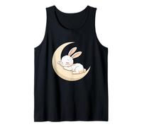 Sleeping Rabbit on Crescent Moon Illustration Tank Top