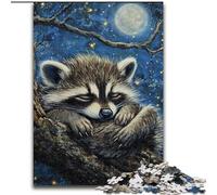Sleeping Raccoon JigsawPuzzle 1000 Pieces for Adults, Challenging Game And Family Play Artists Collection, Fine Art for Age 14 Years Up (50x75cm)