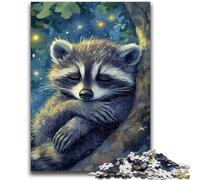Sleeping Raccoon JigsawPuzzle 1000 Pieces for Teenagers,Stress Reliever Difficult Challenge Unique Home Decor And Gifts (38x26cm)