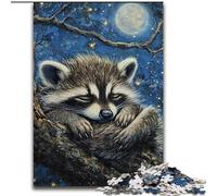 Sleeping Raccoon Jigsaws 1000 Pieces for Adults, for And 14 Years And over Brainteaser Family Games Christmas Birthday Gifts (26x38cm)