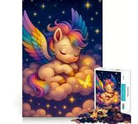 Sleeping Rainbow Unicorn on Cloud 1000 Piece Jigsaw Puzzles for Teenagers Jigsaw Solid Logic Toy Calm Fun Precision Cut Santa Wish Item 38x52cm