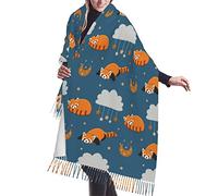 Sleeping Red Panda Pattern(6) Scarf For Women & Girl Tassel Scarves Soft Cashmere Scarf Warm Shawl Ladies Gift