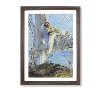 Sleeping Sailor By Henry Scott Tuke Classic Painting Framed Wall Art Print, Ready to Hang Picture for Living Room Bedroom Home Office Décor, Walnut A3 (34 x 46 cm)