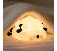 (Sleeping Sheep Night Light-Black) Cute Night Light for Kids - Food - Grade Silicone, Type - C Charging, Modes Switchable by Kneading - Ideal for Babies' & Children's Rooms