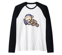Sleeping Skeleton Halloween Raglan Baseball Tee