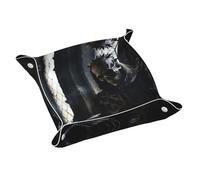 Sleeping Skeleton Man Small Personalized Leather Storage Tray, Desktop Storage Box, Optimized Space Management