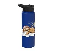 Sleeping Sloth Cloud Moon Night Stars Cartoon Stainless Steel Insulated Water Bottle