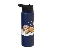 Sleeping Sloth Cloud Moon Night Stars Cartoon Stainless Steel Insulated Water Bottle