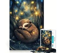Sleeping Sloth in Forest 1000 Piece Jigsaw Puzzles for Adults Memory Boost Family Joy Pattern Assembly Santa Wish Pick 38x52cm