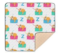Sleeping Sloth Pillowcase White Baby Play Mat 50x50 Inch Thick Tummy Time Mat Foldable & Portable Activity Playmat Non Slip for Floor Playpen Use Crawling