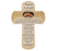Sleeping St Joseph Small Wooden Cross and Prayer Card to help entrust your worries, hopes, and prayers to Saint Joseph while he sleeps.