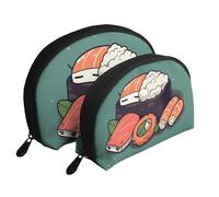Sleeping Sushi Portable Shell Cosmetic Bag Set - Travel Makeup Organiser with Zipper & Inner Compartments