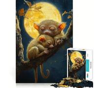 Sleeping Tarsiers Under The Moonlight Jigsaw Puzzle for Teenagers 1000 Pieces Fine Logic Toy Calm Pastime Neat Edge Art Collection Piece 38x26cm