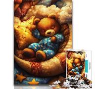 Sleeping Teddy Bear Jigsaws Puzzles 1000 Pieces for Teenagers Gifts,Educational Games Home Decoration Deal As Gifts for The Whole Family (38x26cm)