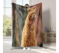 Sleeping Throws for Sofas Cat Bohemian Style Throw Blanket, 3D Printing, Flannel, Light and Warm, Retro Style, Suitable for Adults, 150x200 Cm