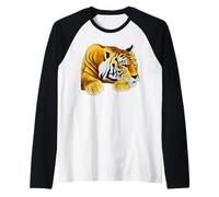 Sleeping Tiger Wildlife The Tiger Realistic Animal Tiger Art Raglan Baseball Tee