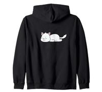 sleeping white Cat Zip Hoodie