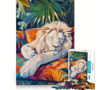 Sleeping White Lion 1000 Pieces Jigsaw Puzzles for Adults Think Smart Toy Quiet Fun Accurate Cut 38x52cm