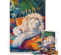 Sleeping White Lion 1000 Pieces Jigsaw Puzzles for Adults Think Smart Toy Quiet Fun Accurate Cut 38x52cm