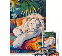 Sleeping White Lion Jigsaw Puzzles for Teenagers 1000 Pieces Mind Puzzle Peaceful Fun Art Assembly Lovely Gift 50x75cm