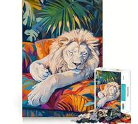 Sleeping White Lion Jigsaw Puzzles for Teenagers 1000 Pieces Mind Puzzle Peaceful Fun Art Assembly Lovely Gift 50x75cm