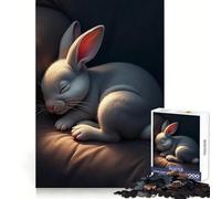 Sleeping White Rabbit Cute Rabbit Baby 1000 Pieces Jigsaw Puzzles for Adults Recall Upgrade Stress Relief Tight Cut Santa Wish Pick 38x52cm