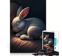 Sleeping White Rabbit Cute Rabbit Baby 1000 Pieces Jigsaw Puzzles for Adults Recall Upgrade Stress Relief Tight Cut Santa Wish Pick 38x52cm