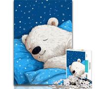 Sleeping White Teddy Bear 1000 Pieces Jigsaw Puzzles for Adults And Teens,Help The Brain Exercise Addictive Toys to Cultivate Patience Great Gift (38x26cm)
