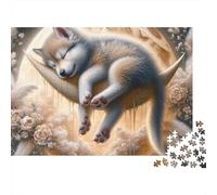 Sleeping Wolf Cub 1000pc Thick Cardboard Jigsaw Puzzle for Stress Relief Seekers Christmas Gathering Home Decor Home Leisure Time Social Icebreaker 38x26cm/1000pcs